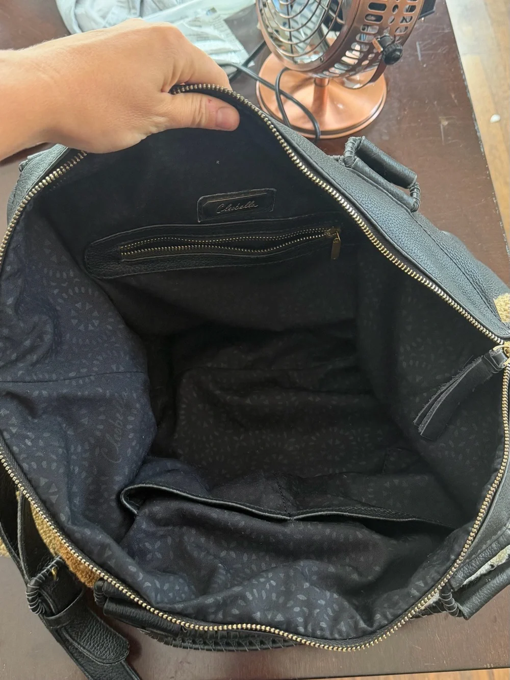 Cleobella Black, Cream and Brown Textured Tote